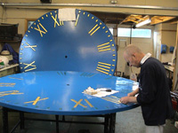 Pocklington clock dial in workshops